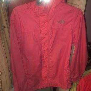 Pink north face windbreaker jacket
